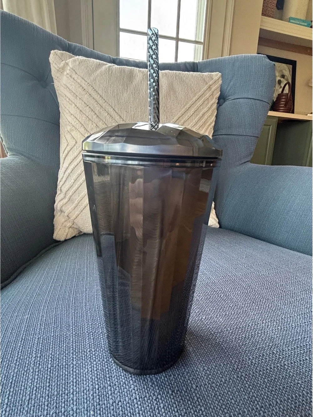 Starbucks Black Iridescent Marbled Faceted 16 oz Cold Cup Tumbler Straw Lid